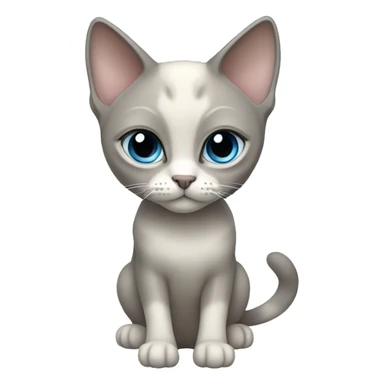 Thai breed cat with a light cream body, dark gray face, ears, and paws. Short fur, sharp ears, and striking light blue eyes with an intense gaze. sticker