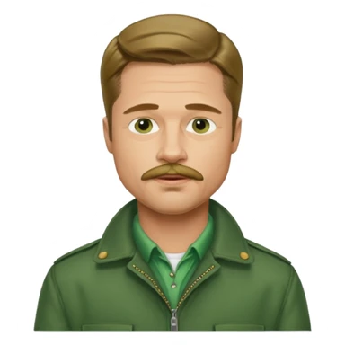 brad pitt with stache, wear green jacket sticker