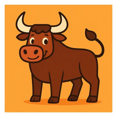 Flat toon style bull sticker
