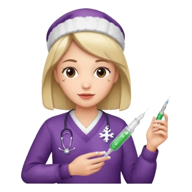 nurse wearing a christmas pullover and holding a a sting sticker