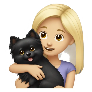 blond-light-skinned-girl-petting-black-pomeranian  sticker