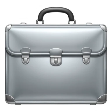 A luxury briefcase emoji made of polished silver chrome, smooth rectangular shape, metallic reflections, minimal high-end design, swag business aesthetic, iOS emoji style, centered, clean white background
 sticker