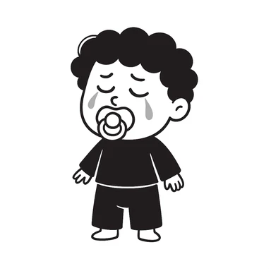 Add a pacifier to the crying Indian baby doodle. The original style is doodle style, but since doodle style does not support editing, use the general style to keep the look as close as possible. sticker
