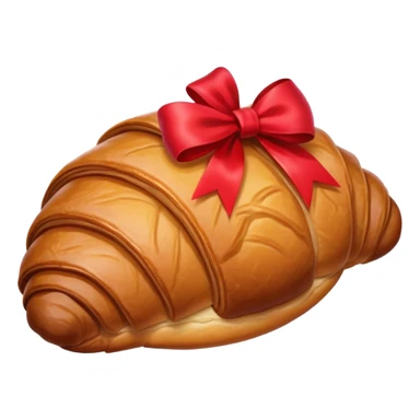Chocolate filled croissant with red bow sticker