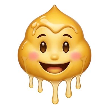 Smiling emoji having white honey fall out of its mouth  sticker