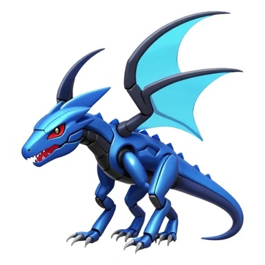 Shiny futuristic colorful Heliolisk-Salandit-Cyclizar-Genesect-Pokémon, full body sticker