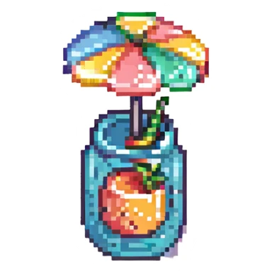 tropical drink with a tiny umbrella, vibrant colors sticker