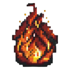 A minimalistic 32x32 pixel icon of a fire. sticker