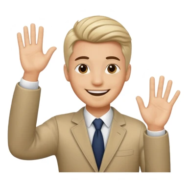 generate a emoji of man saying hii with normal skintone with some nice hair style sticker