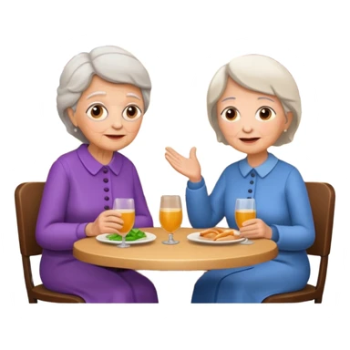 conversación dentro de un restaurant  dos personas y una de las persoans sea una abuela sticker