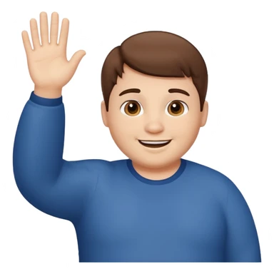 make a short brown hair guy who is chubby we can only see his head and he is waving sticker