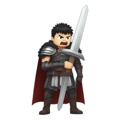 angry berserk guts carrying a huge sword on his shoulder sticker