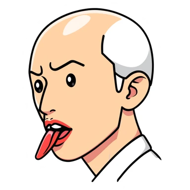 profile view of a man sticking his tongue out sticker