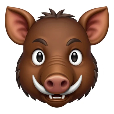 Wild boar face with long tusks emoji realistic sticker