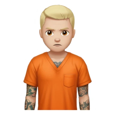 angry blonde tattooed male prisoner with prison cell bg sticker