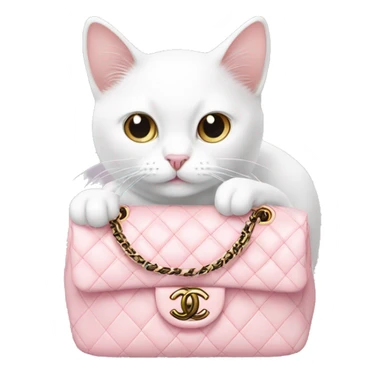 White cat in light pink chanel bag sticker