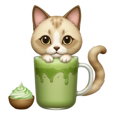 Siamese Cat holding iced matcha latte sticker