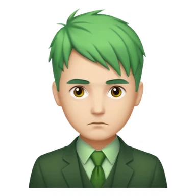 Man with Green Ponytail – green tied hair, calm serious face. sticker