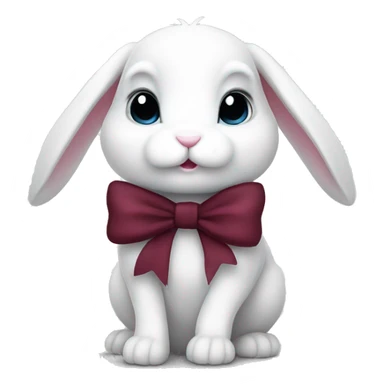 Cute white bunny with a big burgundy bow. Grey eyes sticker