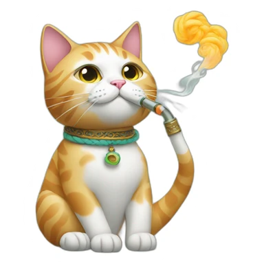 cat with hookah sticker