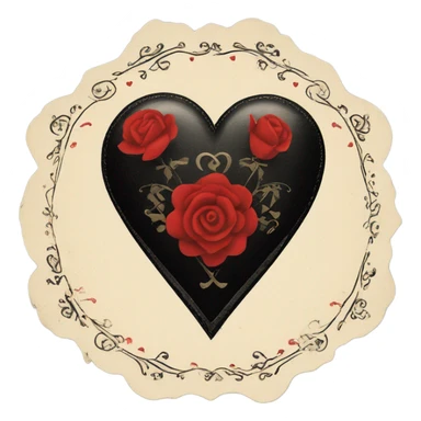 vintage valentine’s day card black red sticker