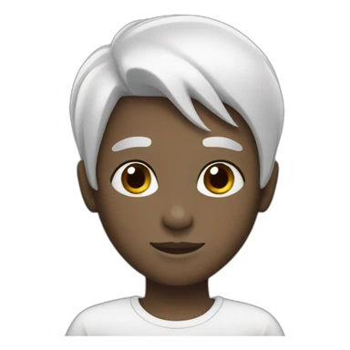 Black hair boy with white skin sticker