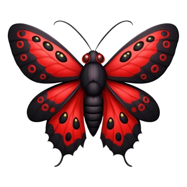 A sexy black and red moth with glowing red eyes sticker