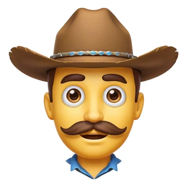 Clash of Clans aesthetic Comical Cowboy Portrait Emoji, Head tilted dramatically with an exaggerated, fun expression and wide, comically expressive eyes, featuring a rugged yet cartoonish build with a playful cowboy hat and quirky mustache, his natural skin tone evident, Simplified yet hilariously expressive features, highly detailed, glowing with a slightly sassy western glow, high shine, dramatic yet playful, stylized with an air of cheeky frontier mischief, soft glowing outline, capturing the essence of a meme-worthy cowboy bringing humor to epic quests! sticker