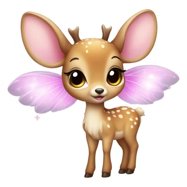 baby deer with fairy wings and a pink bow around its neck  sticker
