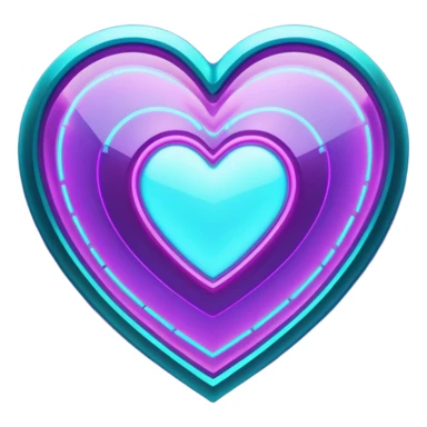 Purple and Cyan glowing holographic cyberpunk hesrt   sticker