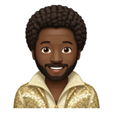 Eddie Levert from The O'Jays with dark brown afro hair, cream sequin outfit sticker