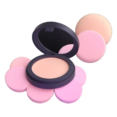 fluffy powder puff with loose makeup powder sticker