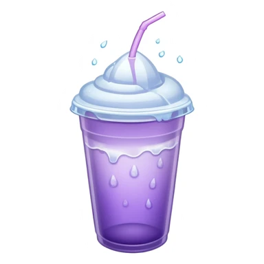 A Styrofoam cup full of light purple liquid and ice sticker