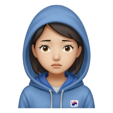 South Korean female college student with a worried face (melange hoodie) sticker