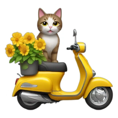 Cat on a scooter Withings Flowers sticker