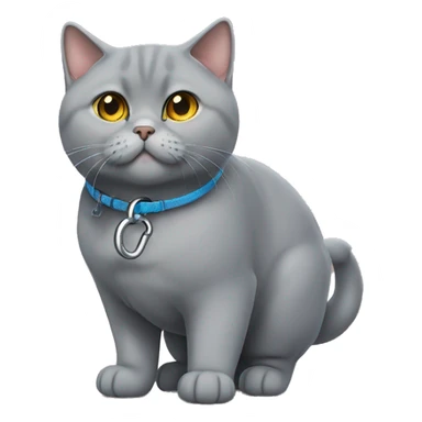 Gray British shorthair cat on a leash  sticker