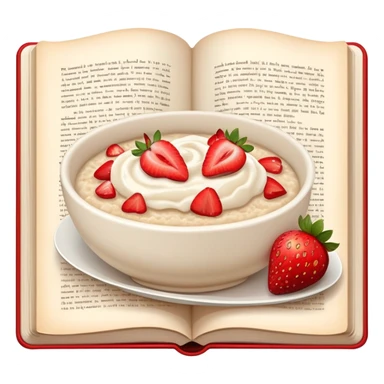 Porridge with strawberries and open book  sticker