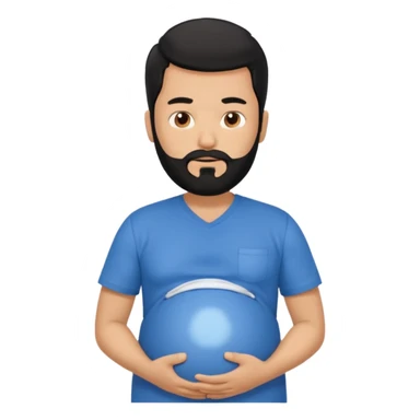 pregnant man with black beard and hair sticker