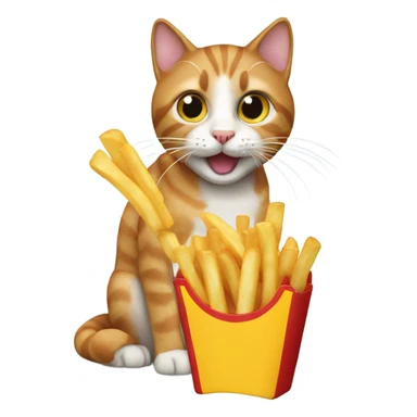 Cat eating fries sticker