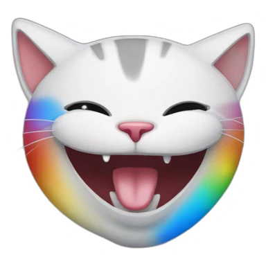 Cat, laughing, red eyes, blue tongue, rainbow furr sticker