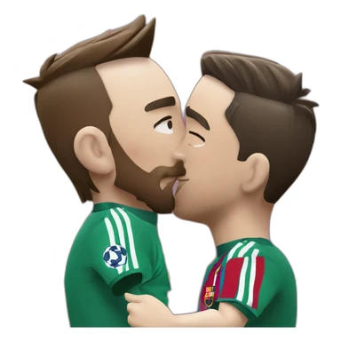 Leo Messi and Cristiano Ronaldo kissing sticker