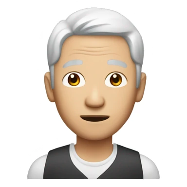 Asian man who age on 53 with glass and whie hair sticker