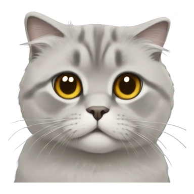 gray scottish fold long-hair cat sticker