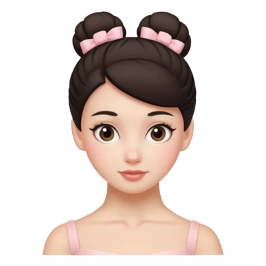 white girl with one ballet bun, dark hair,  sticker