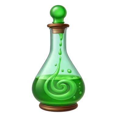 Glass potion bottle with green liquid sticker