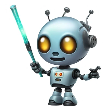 cute robot holds a magic wand sticker