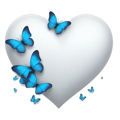 White heart emoji with some blue butterflies turning around it  sticker