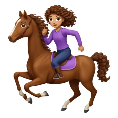  curly tailhorse brown hair girl running sticker