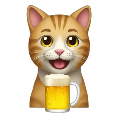 A cat drink beer sticker