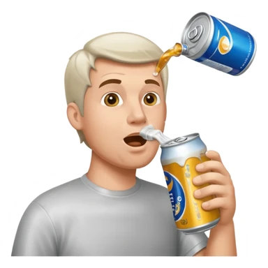 Guy chugging a canned beer sticker